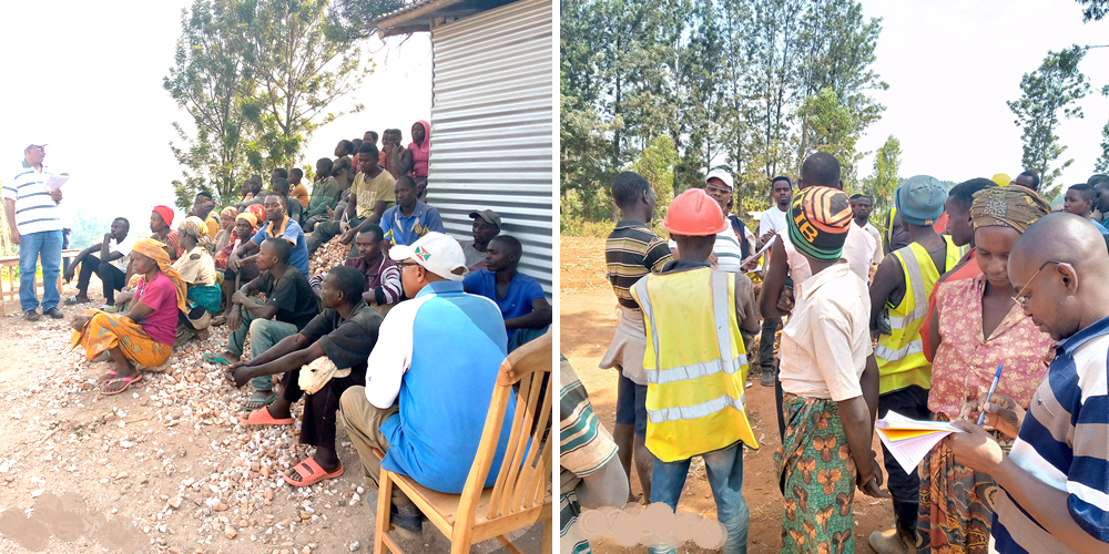 The climate change sensitisation team from Christian Faith International interfaces with the community during the visit