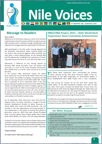 NBD/CIWA Project, 2013 – 2016: World Bank Supervision Team Commends Achievements