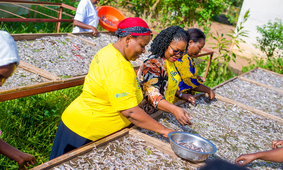 Women in small-scale fisheries at Charity Fish Processing group in Mwanza, Tanzania