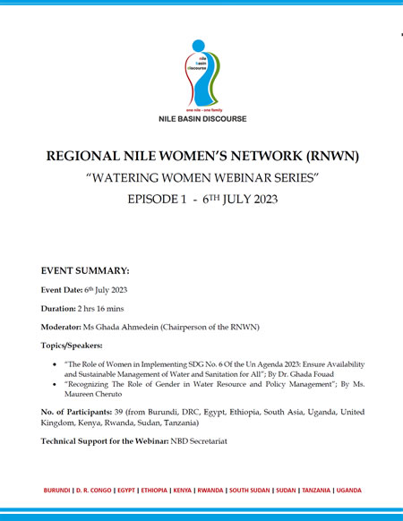 Summary of EPISODE 1 of the “WATERING WOMEN WEBINAR SERIES”  -  6th July 2023