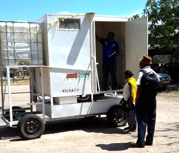 A mobile toilet designed and made by REDESO in effort to help victims during floods times